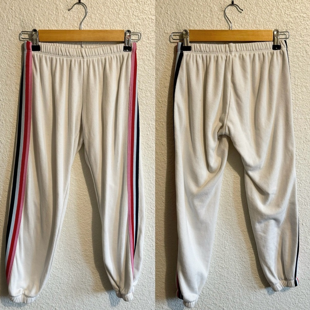 Spiritual Gangster Rainbow Luna 4 Stripe Sweatpant Joggers White Women’s Size XS